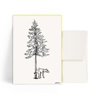 2x Cartes typographiques A6 • Chien à l'arbre • Enveloppe