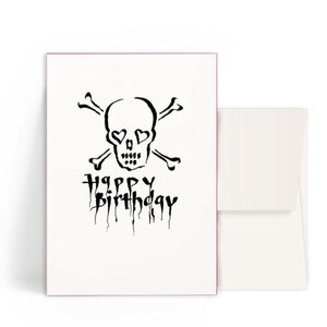2x Letterpresskarten A6 • Totenkopf "Happy Birthday" • Kuvert