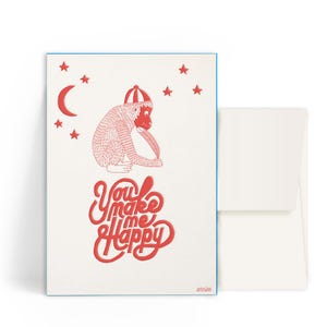 2x Cartes typographiques A6 • Singe • Enveloppe