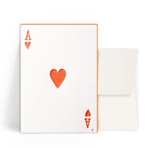 2x cartes typographiques A6 • As de cœur • Enveloppe