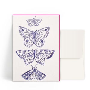 2x Cartes typographiques A6 • Papillons • Enveloppe