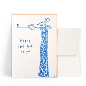 2x Letterpresskarten A6 • Happy Toot Toot To You • Kuvert