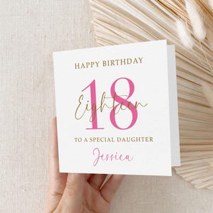Personalised 18th Birthday Card For Girl, 18th Birthday Gift Sister With Name, Card For Friend, Auntie, Daughter 18th Birthday Card