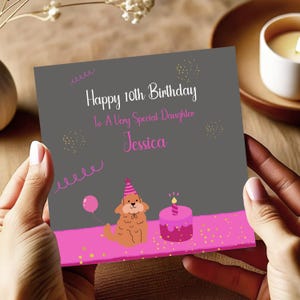 Biglietto di auguri di compleanno personalizzato per amanti dei cani, per migliore amica, migliore amica, amica, figlia, carta regalo