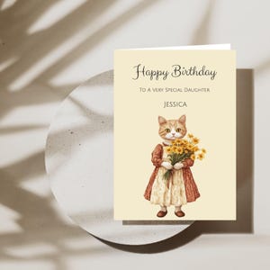 Carte d'anniversaire personnalisée pour chat, carte d'anniversaire pour amoureux des chats, carte de voeux