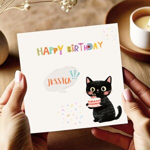 Carte d'anniversaire personnalisée pour amoureux des chats pour meilleur ami, meilleure amie, amie, fille, carte-cadeau