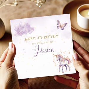 Unicorn Birthday Card Daughter, 4th Birthday Card Girl For Granddaughter, Fourth Birthday Gift For Little Girl, 4th Birthday Gift, Girls