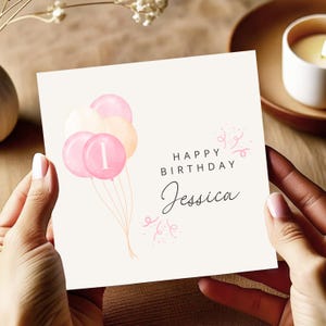 Biglietto di auguri personalizzato per il 1° compleanno della figlia, biglietto di auguri per il 1° compleanno della nipote, biglietto di auguri per il 1° compleanno delle bambine, nipoti, bambine