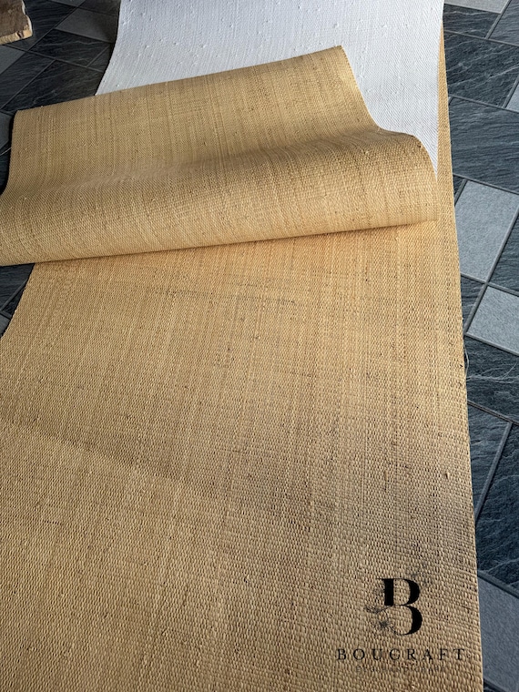 Handwoven Raffia Grasscloth Wallpaper: Organic Eco-Friendly Wall Decor -36 inches width