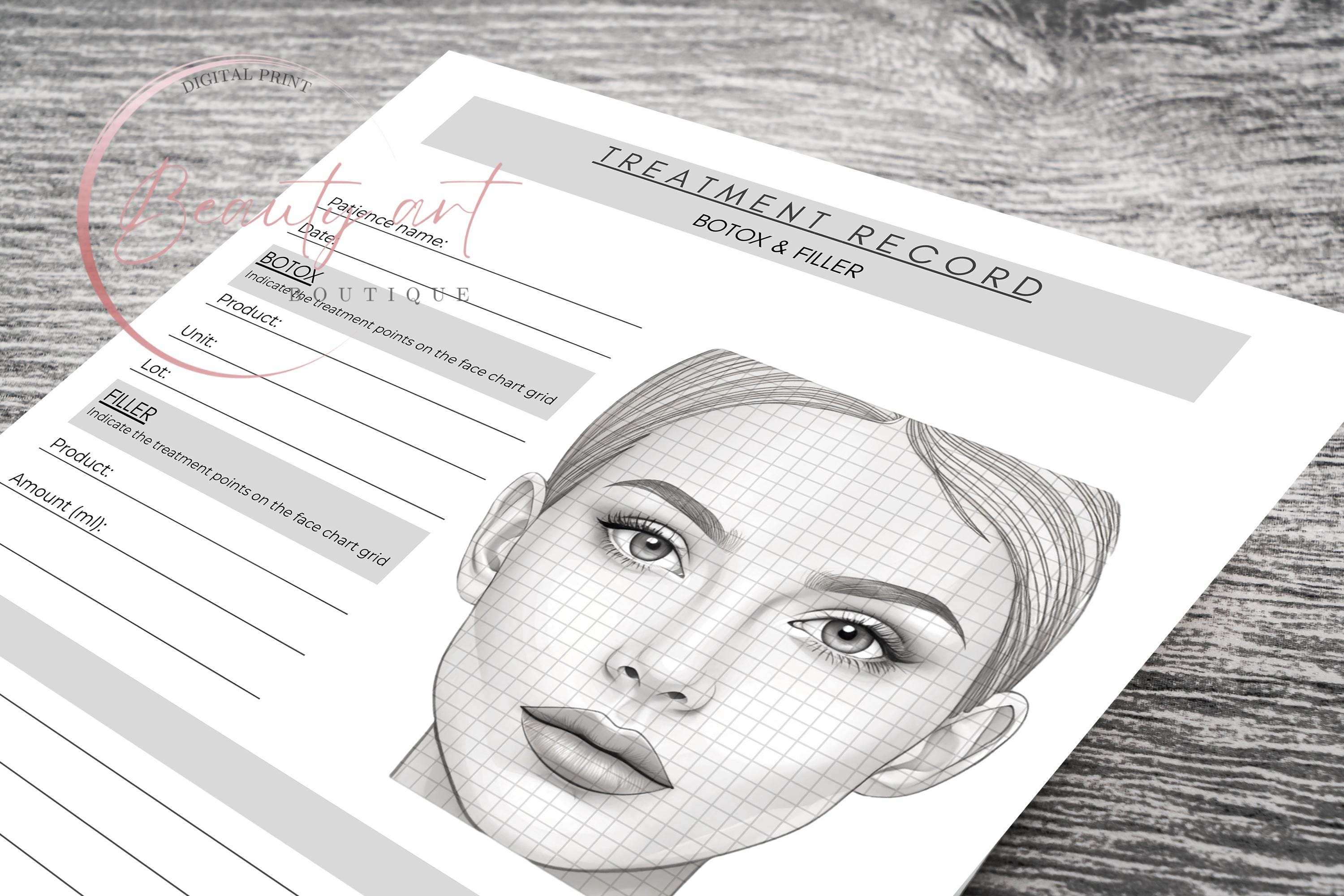Botox & Filler Patient Registration Form With Facial Injection Mapping ...