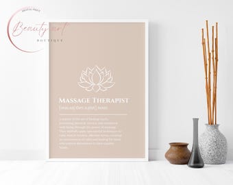 Massage Therapist Definition Print: Spa Decor, Wellness Center Art (Digital Download)