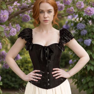 Black LARP Corset Top – Renaissance Medieval Bodice, Fantasy Fair Costume, Steampunk Waist Cincher, Gothic Cosplay Festival Outfit