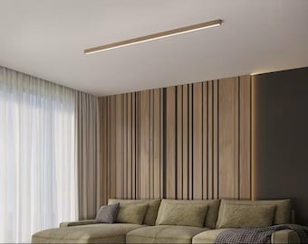 Lámpara de techo lineal empotrable en roble macizo – Luces LED con brillo regulable BRILUX