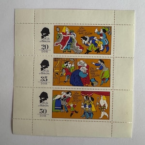 Vintage DDR Stamp Set (1975) - Hans Christian Andersen “The Emperor’s New Clothes” - Unused East German Fairy Tale Stamps (Set of 3)