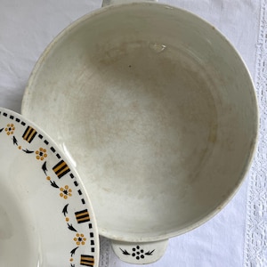 GIEN -Large French Tureen with Lid -  Antique Ironstone -  French Faience Terre de Fer - 1880s -1930s - Stained and Crazed - Large Old Bowl