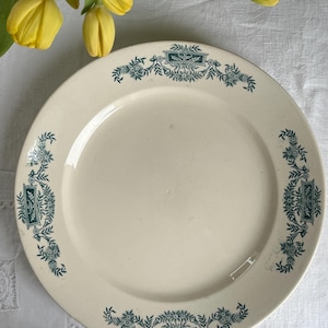 Antique Longchamp Ironstone Platter: French LUTECE Floral Serving Plate