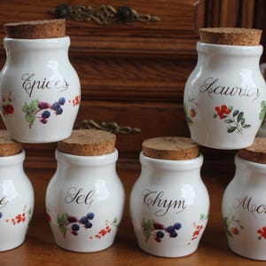 Vintage REVOL French Spice Jar: Porcelain Kitchen Container with Cork Lid