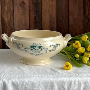 Antique Longchamp Ironstone Tureen: Lutece Terre de Fer, Art Nouveau