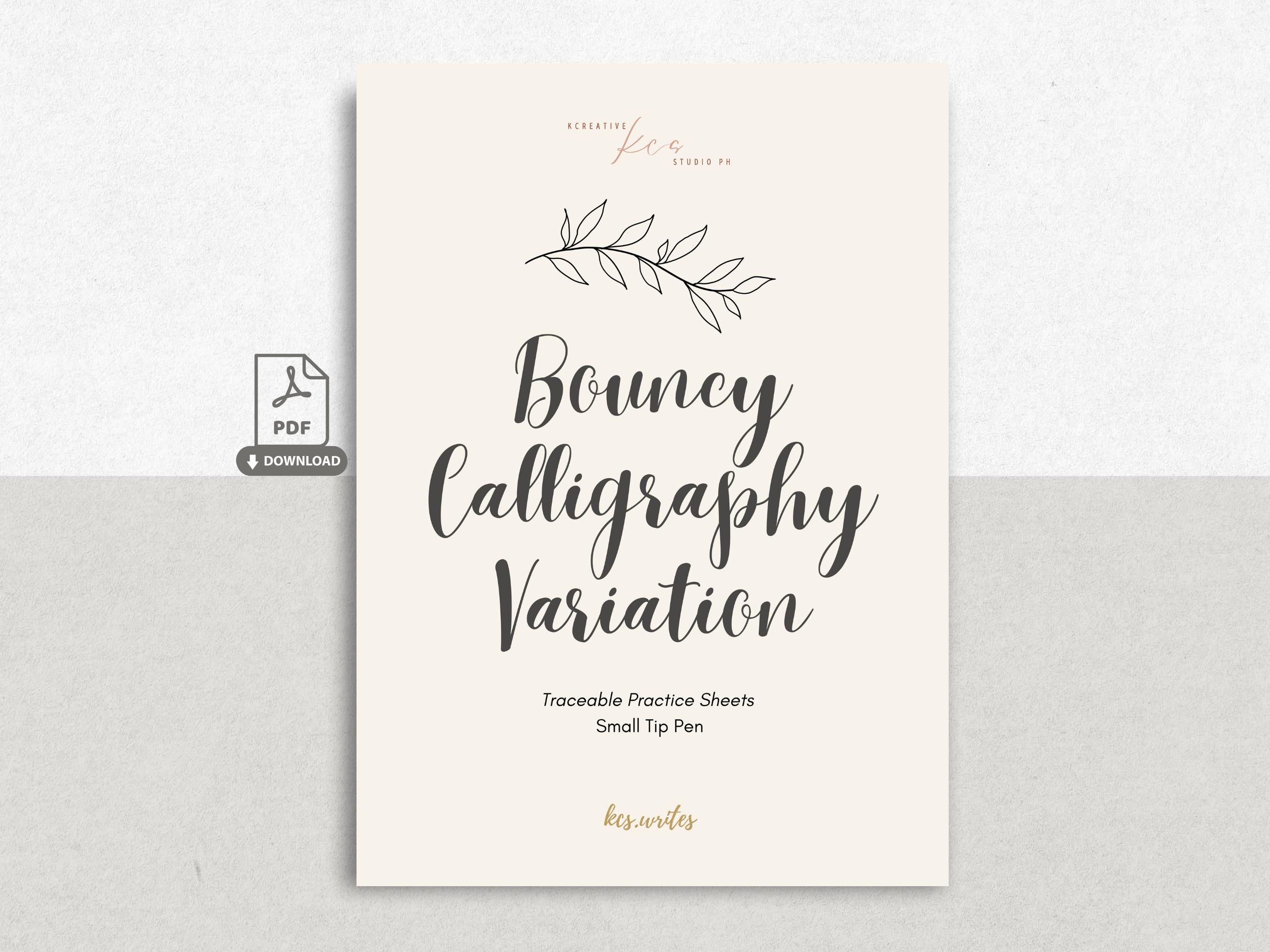 Printable Bouncy Calligraphy Variation Practice Worksheets Modern Brush ...