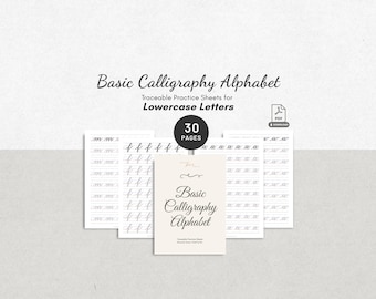 Printable Calligraphy Practice Sheets Handwriting Alphabet Worksheet Brush Lettering for Beginners and Calligraphers Digital Download PDF