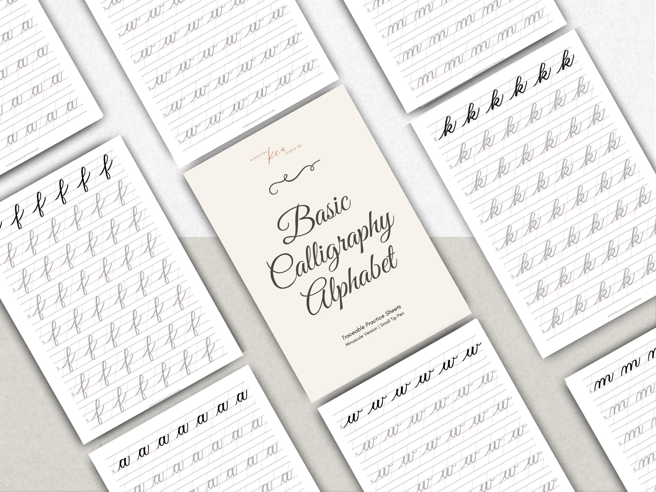 Calligraphy Pdf Printable Calligraphy Practice Sheets Handwriting Alphabet Worksheet ...