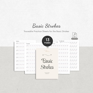 Printable Basic Strokes Calligraphy Practice Sheets Foundational Worksheets for Lettering Beginners and Calligraphers Digital Download PDF