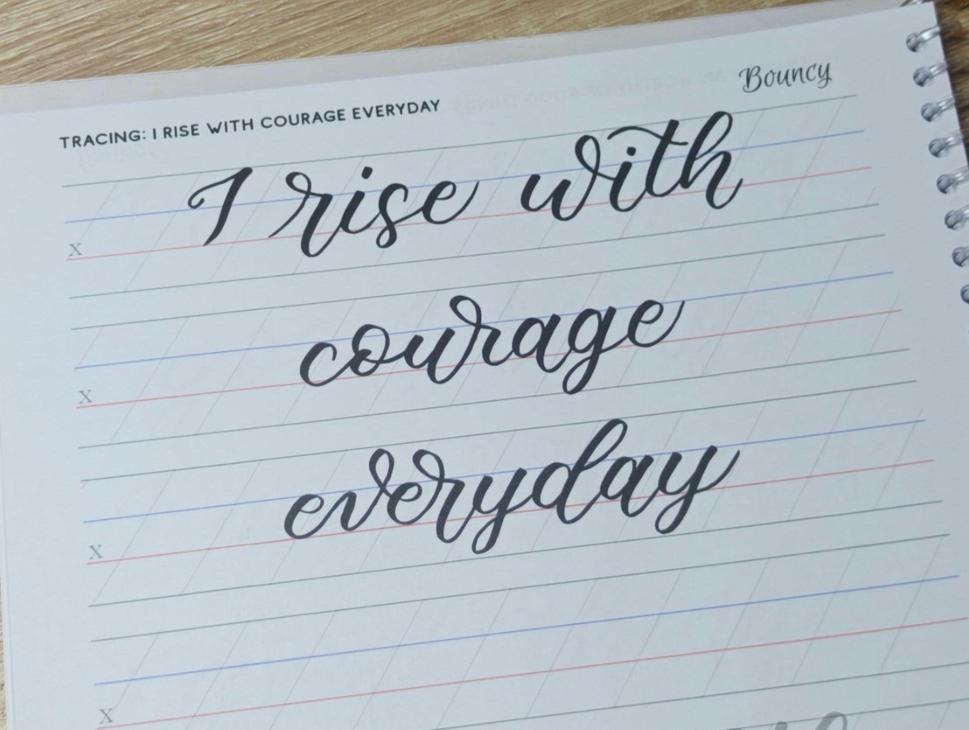 Intermediate Lettering Topic Printable Affirmations Bouncy Calligraphy Practice Sheets Writing ...