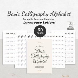 印刷可能なカリグラフィー練習シート 手書きアルファベットワークシート 初心者とカリグラファーのためのブラシレタリング デジタルダウンロード PDF