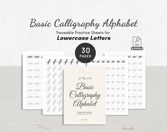 Printable Calligraphy Practice Sheets Handwriting Alphabet Worksheet Brush Lettering for Beginners and Calligraphers Digital Download PDF