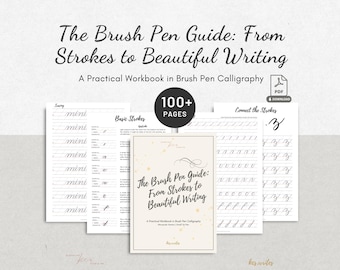 Brush Pen Kalligraphie Arbeitsbuch für Anfänger Handlettering Übung Arbeitsblätter Schritt-für-Schritt-Anleitung Kleinbuchstaben Alphabet Buchstaben Printable PDF