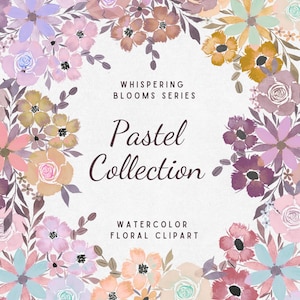 Pastel handgeschilderde aquarel bloemen elementen clipart png | Boeketbloemen | Afbeeldingen voor uitnodigingen, logo, branding | Comme