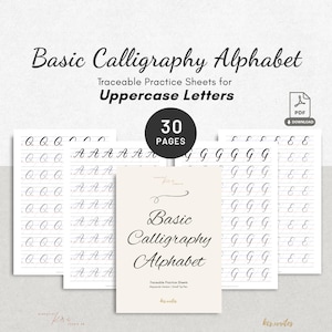 Printable Uppercase Alphabet Calligraphy Practice Worksheets for Handwriting and Lettering Beginners and Calligraphers Digital Download PDF