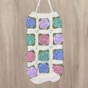 Floral Bag Holder | Crochet Pattern Flower Cute Grocery Bags Kitchen Home Decor | Digital PDF Pattern |
