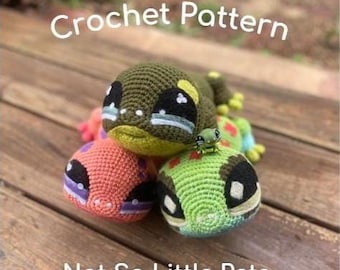 Mascotas no tan pequeñas - Patrón de ganchillo de lagarto / Juguete nostálgico de gecko reptil / Archivo PDF digital