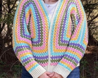 Cárdigan Hexi de primavera para abuela / Top de ganchillo / Suéter de algodón hecho a mano / Estilo pastel lindo y femenino