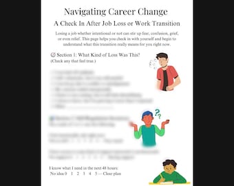 Job Loss Grief Worksheet, I Don’t Know Who I Am Without My Job, Burnout & Identity Reset 3 page Printable PDF Inner Work