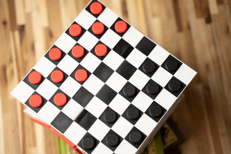 Book Style Checkers Set – 3D Printed Portable Board Game with Storage | Travel Checkers Game, Unique Gamer Gift Decor image 7