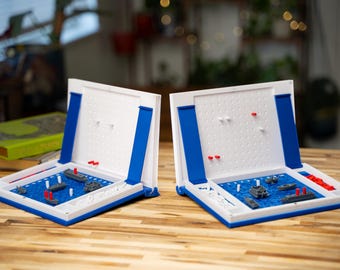 Book Style Sea Battle Game – 3D Printed Warship Game Board with Storage | Portable Travel Strategy Game, Unique Gamer Gift, Decor Board Game