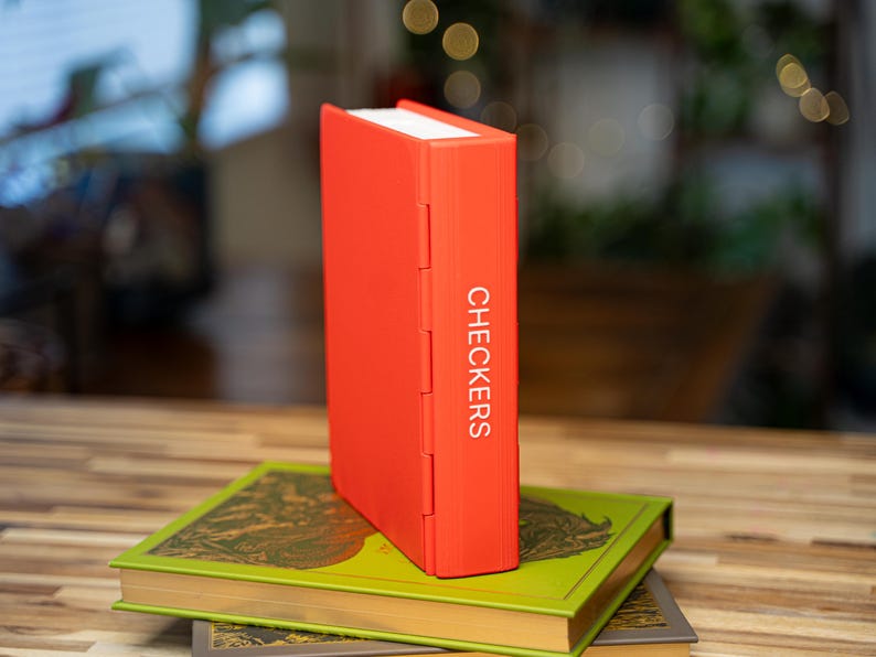 Book Style Checkers Set – 3D Printed Portable Board Game with Storage | Travel Checkers Game, Unique Gamer Gift Decor image 11