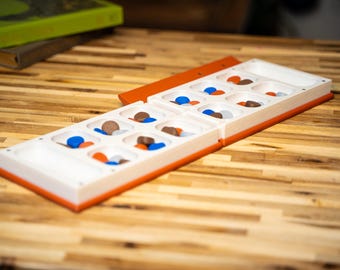 Juego de Mancala estilo libro – Juego de mesa portátil impreso en 3D / Set de Mancala Juego clásico, juego de mesa de centro único Regalo Decoración