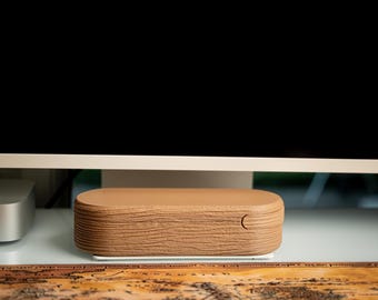 Organizador de escritorio con textura de madera auténtica, organizador de oficina, almacenamiento de escritorio 3 en 1, soporte para teléfono, estuche para lápices, almacenamiento de oficina, posavasos