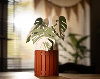 Monstera Coaster Set & Couch Arm Rest Table 3D Printed Decorative Plant Pot with Albo, Adonsonii And Deliciosa Leaves, Home Décor Gift