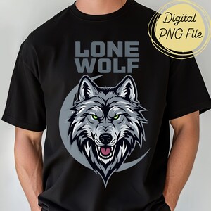 Wolf PNG T-shirt Design, Fierce Wolf Moon Clipart, Alpha Animal Sublimation Print, Wild Nature Digital Download, Pod Designs