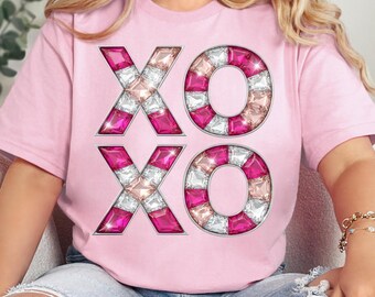 XOXO Rhinestone PNG, Design alla moda in sublimazione con finti diamanti in cristallo, Amore di San Valentino PNG