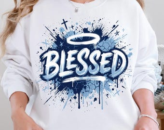 PNG benedetto, graffiti di fede cristiana per sublimazione, grafica streetwear religiosa, download digitale