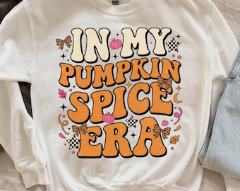Pumpkin Spice png, trendy herfstshirtontwerp, retro typografie herfstsublimatie, digitale download