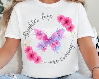 Watercolour Butterfly PNG, Mental Health Spring Summer Shirt Design, Floral Butterfly Sublimation, Digital Download