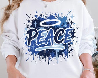 Pace PNG, design per maglietta con graffiti cristiani, grafica streetwear a tema religioso, download digitale