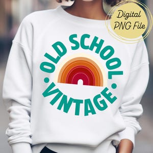PNG vintage old school, sublimation arc-en-ciel rétro, téléchargement numérique Style années 70 pour T-shirt, tasse, autocollant et usage Commercial de vêtements
