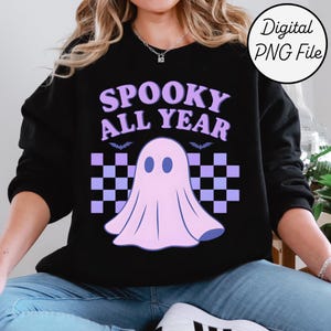 Ghost Sublimation Design, Pastel Halloween PNG Clipart, Spooky Season, Digital Download